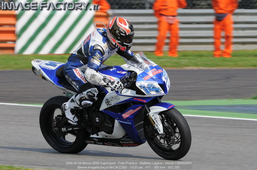 2009-05-09 Monza 0589 Supersport - Free Practice - Matthieu Lagrive - Honda CBR600RR